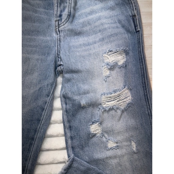 KanCan Womens Mid Rise Boot y Jeans Size 1 / 24 Distressed Light Wash Button Fly - Picture 3 of 8